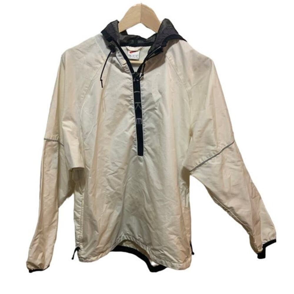 Vintage Nike White 3M reflective windbreaker jacket coat pullover hooded sz med
